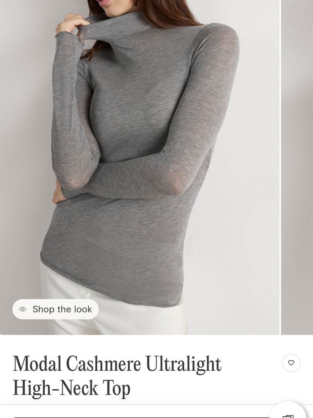 intimissimi Modal Cashmere Ultralight High-Neck Top in Grey